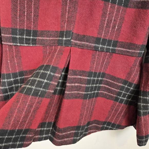 Aeropostale Womens Red Black Lined Hooded Peacoat Winter Jacket XL Double Brstd - Picture 6 of 7